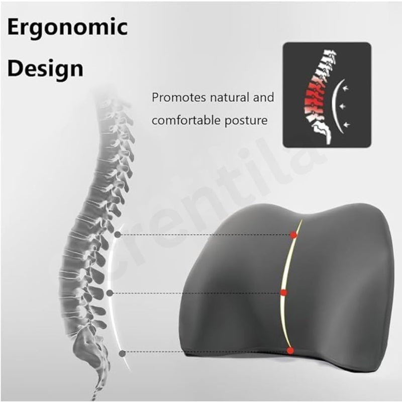 ANISTOLL ANISTOLL Car Neck and Back Cushion Lumbar Support Pillow for Office Chair and Car SeatSoftness Memory Foam Comfortable Ergonomic Design for Neck and Back Rest Pillow Brown  - Image 4