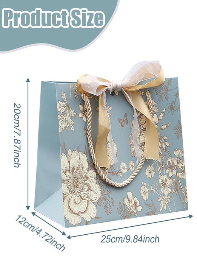 Gift Bags, Present Bags, 3PCS Gift Bag Elegant Birthday Bags for Presents Flower Print Vintage with Handles & Ribbon for Men Women Birthday Bridesmaid Wedding(25x20x12cm) - Image 2
