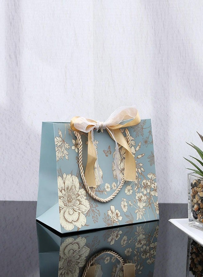 Gift Bags, Present Bags, 3PCS Gift Bag Elegant Birthday Bags for Presents Flower Print Vintage with Handles & Ribbon for Men Women Birthday Bridesmaid Wedding(25x20x12cm) - Image 5