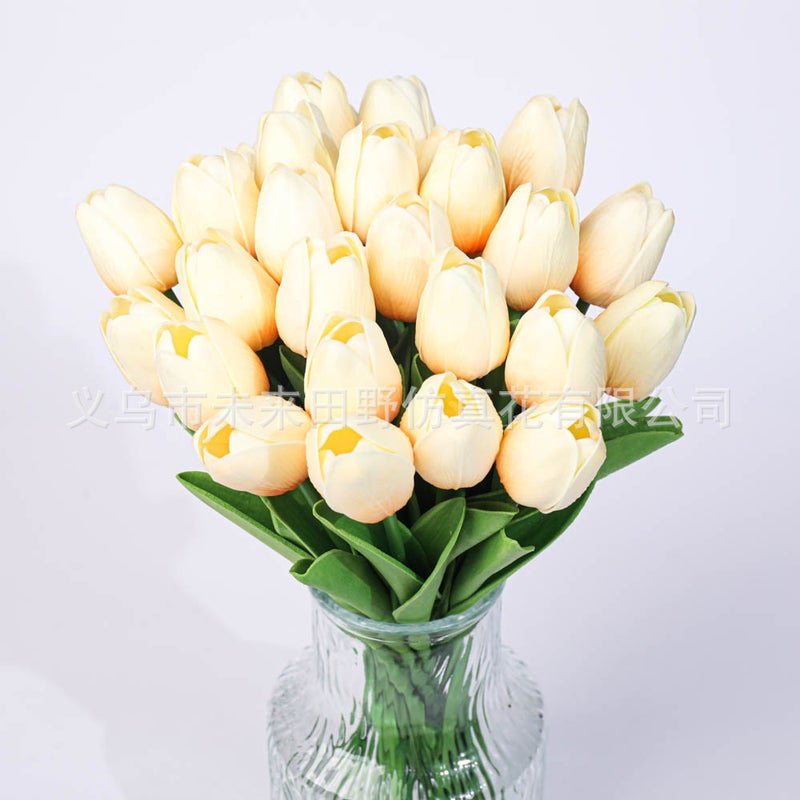 PU Tulips Artificial Bouquet Home Decor Deep Powder - Image 4