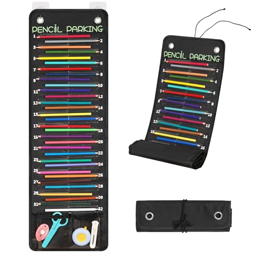 Loghot 32-Pocket Pencil Parking for Classroom, Hanging Pencil Holder Wall Organizer, Numbered Portable Pencil Parking Pocket Chart for Classroom Organization, School Storage Supplies - Image 1