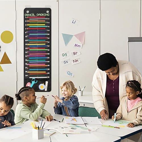 Loghot 32-Pocket Pencil Parking for Classroom, Hanging Pencil Holder Wall Organizer, Numbered Portable Pencil Parking Pocket Chart for Classroom Organization, School Storage Supplies - Image 2
