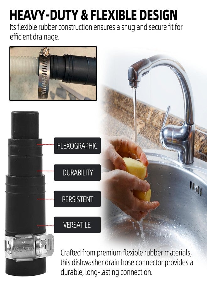TonGass DWC-00 Dishwasher Connector Kit Compatible with In-sinkerator Garbage Disposals, Garbage Disposal Dishwasher Drain Hose Adapter - Include 1 Inlet Connector, 1 Hose Clamp and 3 Spring Clamps - Image 4