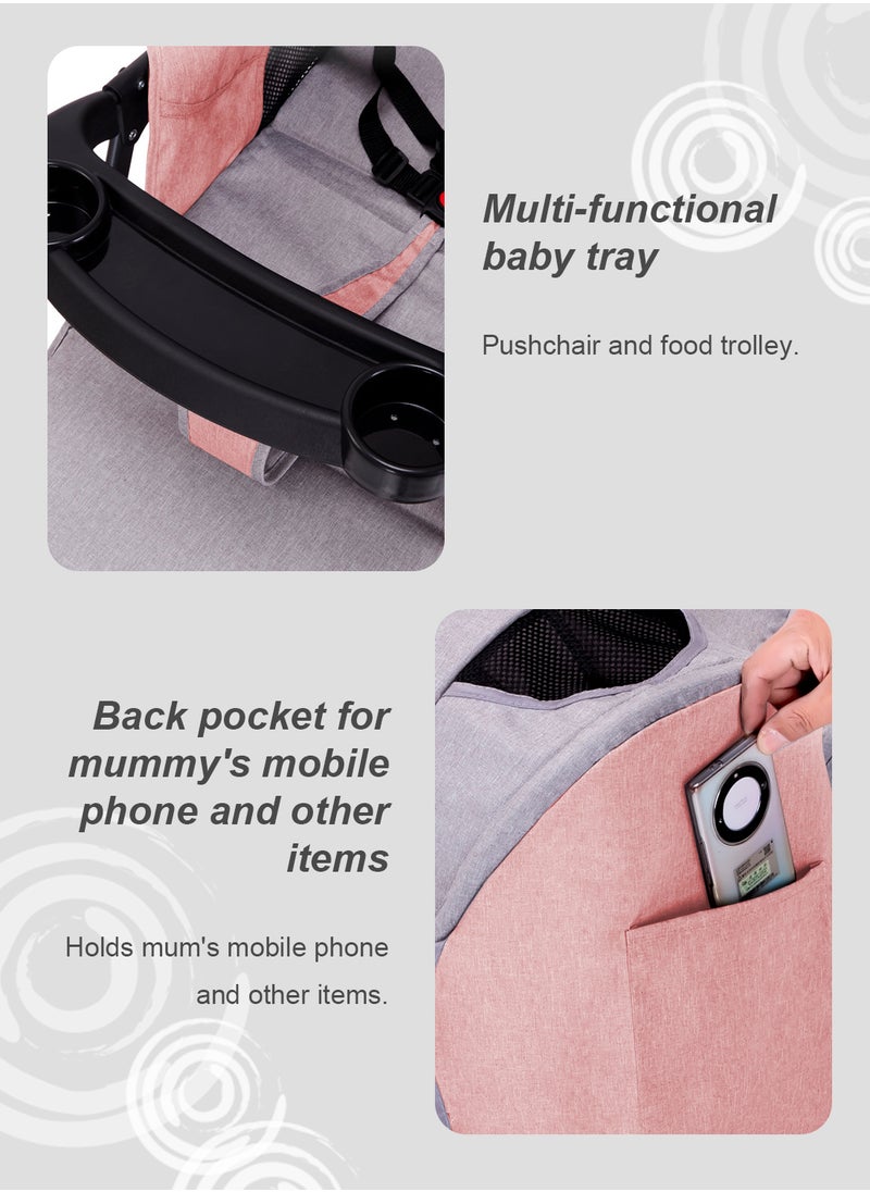 MaBaby - Baby Twin Stroller, Side By Side Double Strollers, Detachable and Reversible Pushchair With Adjustable Canopy And Backrest, Can Sit And Lie-pink a-5 - Image 1