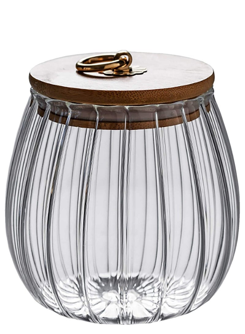 SOLARAE Glass Coffee Nuts Canister Airtight Storage Jar Petal Decorative Container with Bamboo Lid Metal Handle Easy to Grasp 700ml (23oz) - Image 1