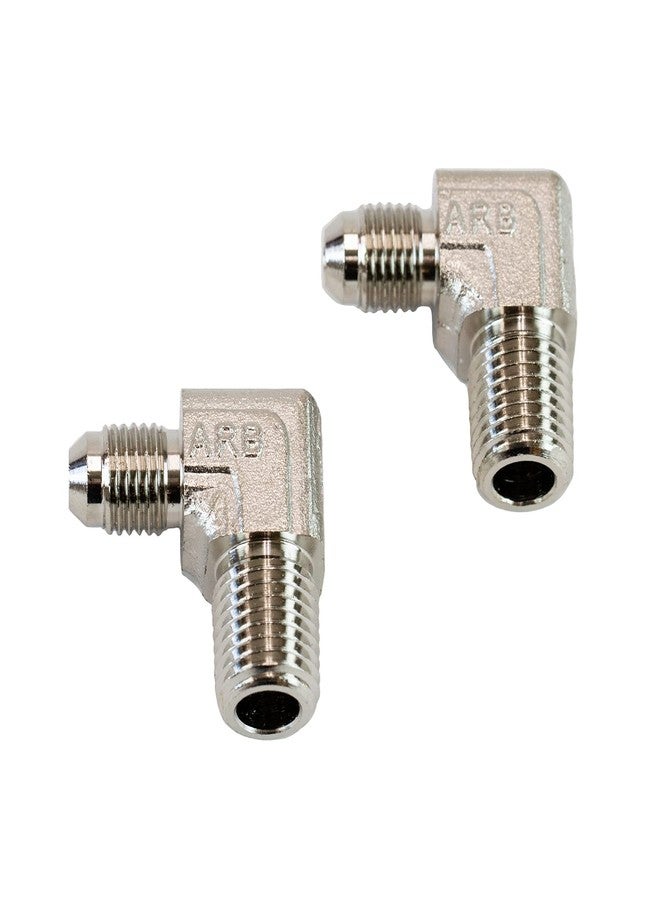 ARB Air Systems 90° Elbow Fitting JIC-4 Male to 1/4" NPT Male - 0740110, Air Compressor Adapter, Nickel Plated Brass, 2 Pack