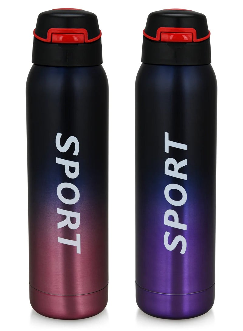 سبال أفضل زجاجة مياه ترمس رياضية مستوردة سعة 750 مل مع كوب عازل من القش - Image 2