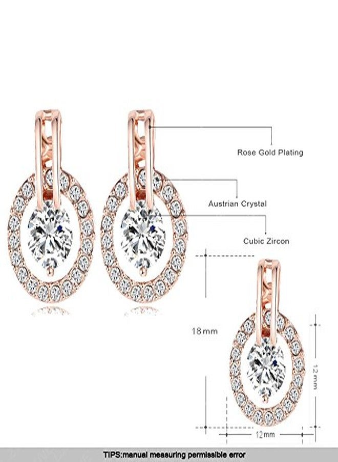 Aaishwarya 18K Rose Gold Plated Austrian Crystal Stud Earrings | Waterproof Anti-Tarnish Jewelry | Gift for Women and Girls | Sparkling Dainty Earrings | Elegant Crystal Studs - Image 3