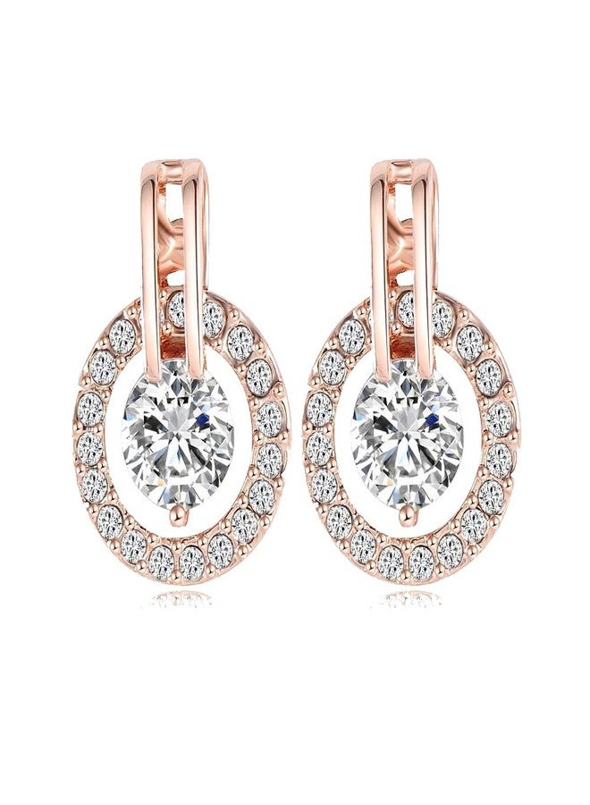 Aaishwarya 18K Rose Gold Plated Austrian Crystal Stud Earrings | Waterproof Anti-Tarnish Jewelry | Gift for Women and Girls | Sparkling Dainty Earrings | Elegant Crystal Studs - Image 1