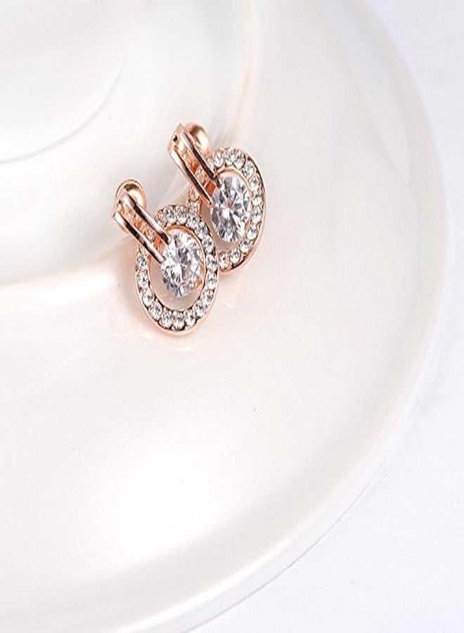 Aaishwarya 18K Rose Gold Plated Austrian Crystal Stud Earrings | Waterproof Anti-Tarnish Jewelry | Gift for Women and Girls | Sparkling Dainty Earrings | Elegant Crystal Studs - Image 4