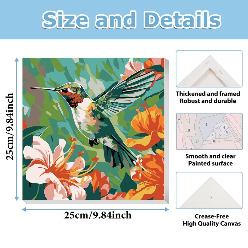 hkejoi Hummingbird Paint by Numbers Kit for Adults Beginner, Bird Paint by Numbers with Frame and Easel, DIY Crafts Painting by Number for Gift Home Wall Decor 9.84x9.84 inch - Image 3