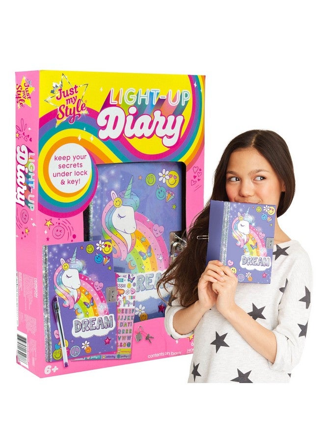 جاست ماي ستايل مذكرات مضيئة، مذكرات شخصية مع قفل ومفتاح، هدية رائعة للفتيات والمراهقين، مثالية لمخيم صيفي أو مخيم للنوم، مذكرات بقلم جل للأطفال من سن 6 و7 و8 و9 سنوات (قد تختلف العبوة) - Image 1