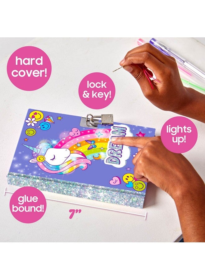 جاست ماي ستايل مذكرات مضيئة، مذكرات شخصية مع قفل ومفتاح، هدية رائعة للفتيات والمراهقين، مثالية لمخيم صيفي أو مخيم للنوم، مذكرات بقلم جل للأطفال من سن 6 و7 و8 و9 سنوات (قد تختلف العبوة) - Image 4