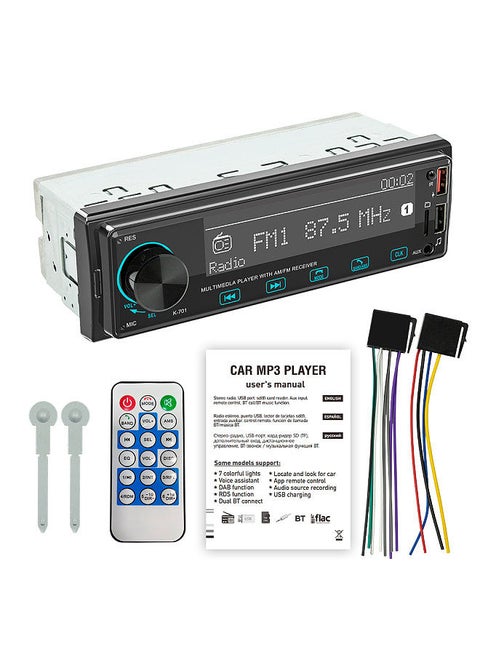 Single Din Car Stereo Receiver 1 Din MP3 Player FM DAB Radio with Full-Touching Button Support Hands-Free Calling USB Charging U-Disk/TF Card/AUX-IN BT