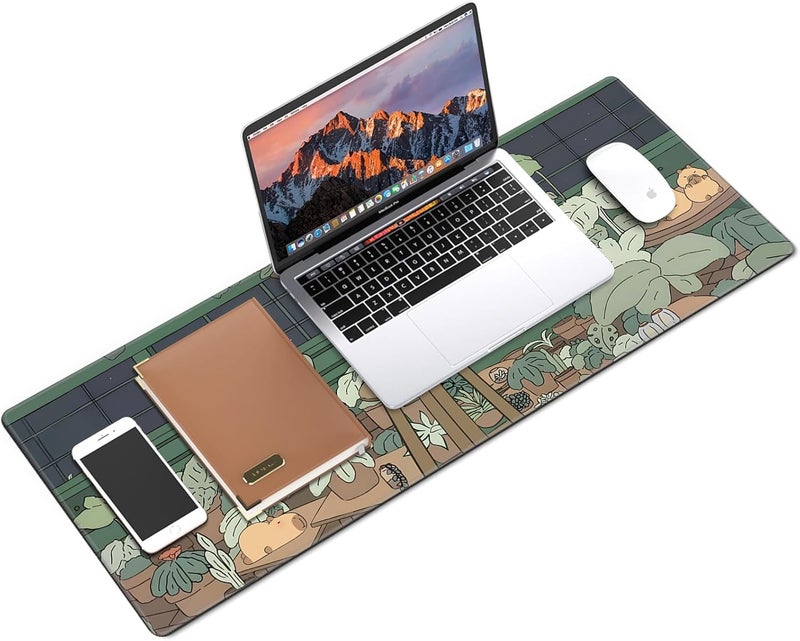 Galdas Gaming Mouse Pad XXL XL Large Long Extended Big Mousepad Non-Slip Rubber Keyboard Mouse Pad with Stitched Edges for Laptop Home Office (31.5x11.8x0.08 Inch) … (Green Window) - Image 3
