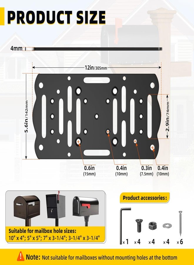 Dabolang Metal Mailbox Mounting Bracket,Universal Post Mount Mailboxes Board,Mailbox Bracket for 4x4 Wood or Hollow Posts,Mailbox Mounting Plate Compatible with Most Sizes of Post Mount Mailboxes - Image 2
