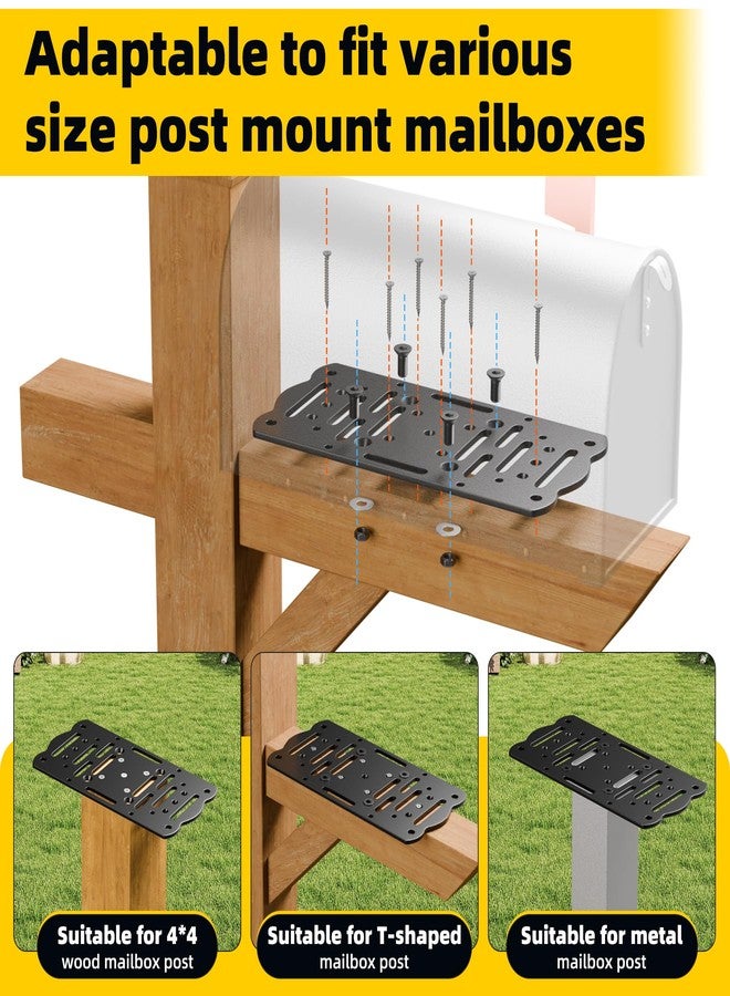 Dabolang Metal Mailbox Mounting Bracket,Universal Post Mount Mailboxes Board,Mailbox Bracket for 4x4 Wood or Hollow Posts,Mailbox Mounting Plate Compatible with Most Sizes of Post Mount Mailboxes - Image 3