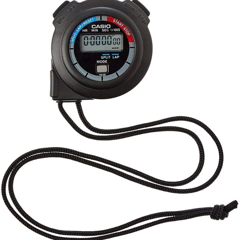 Casio Digital Dial Synthetic Band Stop Watch - Hs-3V-1Rdt, Black Band, For Unisex - Image 2