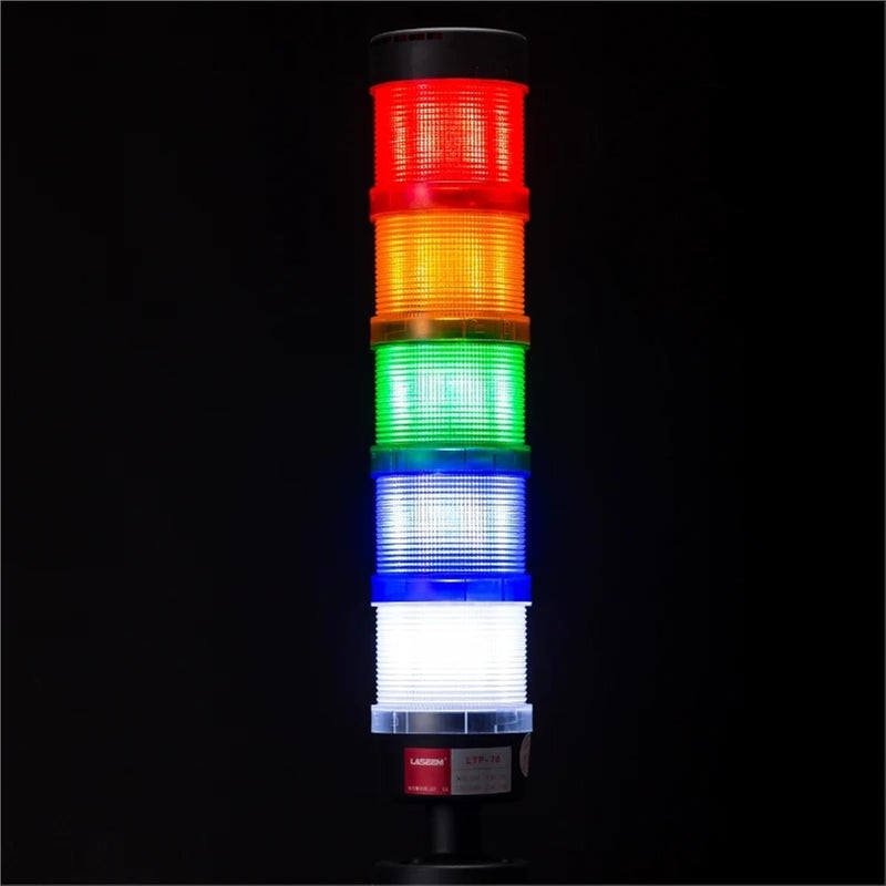 1pc Stack Lamp Industrial Emergency Light Straight Rod Disk Base LED Warning Light Tower DC12V/24V AC110V/220V/380V no Buzzer(4Layers 110V no Buz) - Image 3