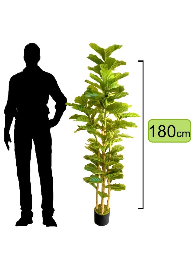 MAMATOONS 6ft (180cm) Artificial Fiddle Leaf Fig Tree with Natual Wood Trunk, Tall Fake Tree, Artificial Plant Faux Indoor Plant for Home, Office & Living Room Decor - Image 2