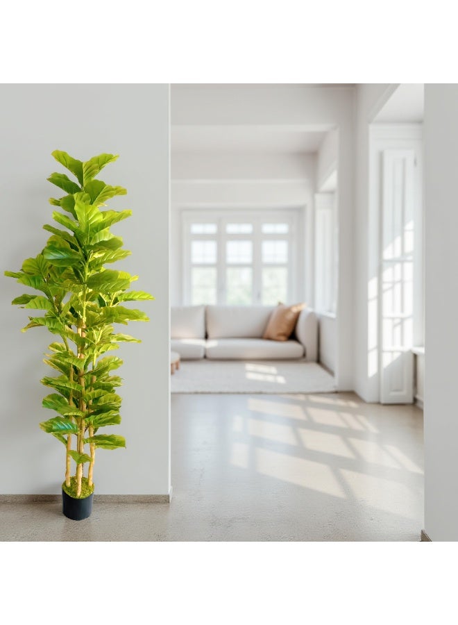 MAMATOONS 6ft (180cm) Artificial Fiddle Leaf Fig Tree with Natual Wood Trunk, Tall Fake Tree, Artificial Plant Faux Indoor Plant for Home, Office & Living Room Decor - Image 3