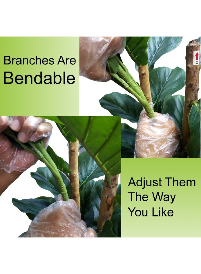 MAMATOONS 6ft (180cm) Artificial Fiddle Leaf Fig Tree with Natual Wood Trunk, Tall Fake Tree, Artificial Plant Faux Indoor Plant for Home, Office & Living Room Decor - Image 4