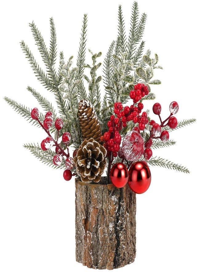 Mljsh Small Christmas Table Centerpiece with Pinecones & Red Berries, Rustic Farmhouse Christmas Centerpieces for Coffee Bar, Mantel, Kitchen Island,Window Sill & Entryway Table Holiday Decor (1pcs - Image 2