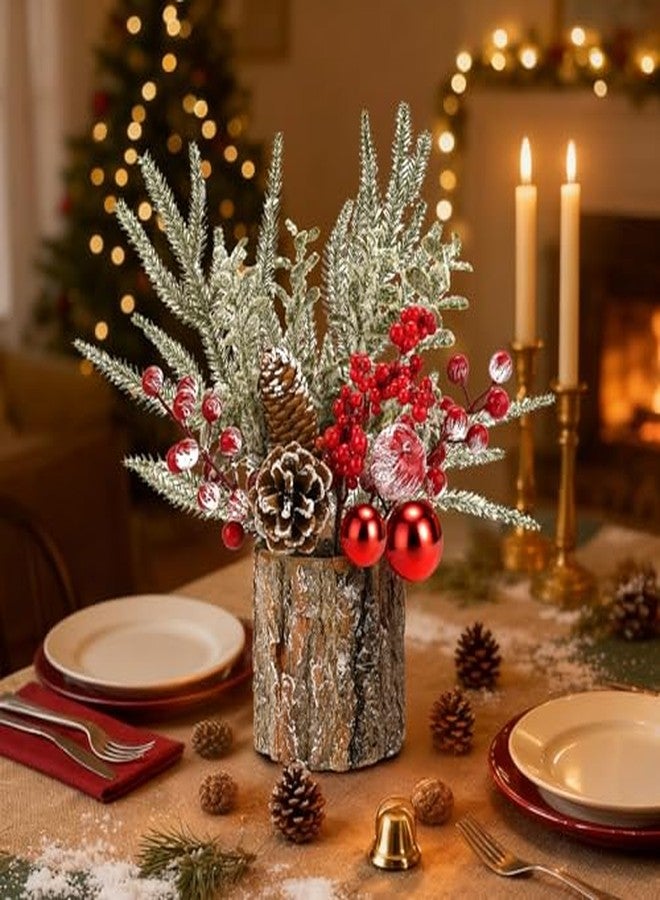 Mljsh Small Christmas Table Centerpiece with Pinecones & Red Berries, Rustic Farmhouse Christmas Centerpieces for Coffee Bar, Mantel, Kitchen Island,Window Sill & Entryway Table Holiday Decor (1pcs - Image 3