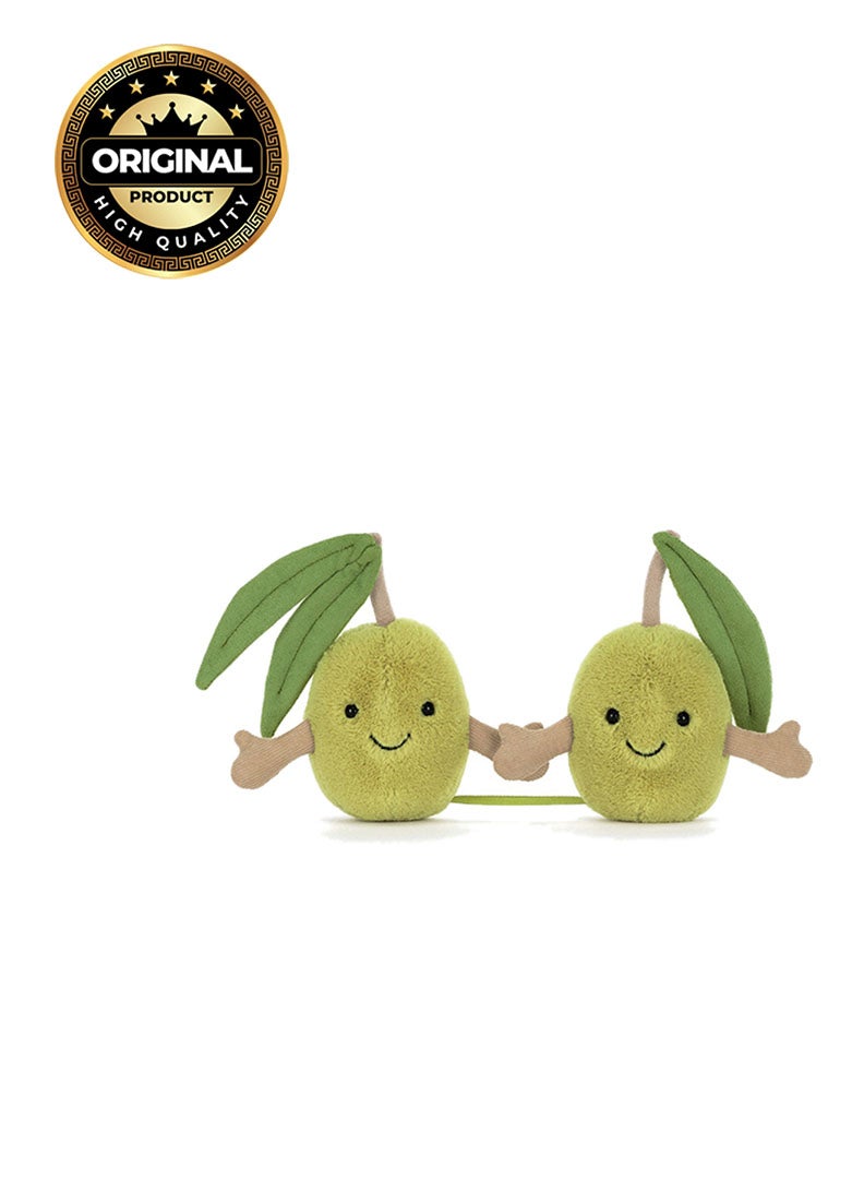 Jellycat Amuseables Pair of Olives Plush Toy – Soft Smiling Olive Duo with Leaf Details, Fun Food-Themed Stuffed Toy for Kids, Gifts and Decor - Image 1