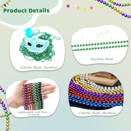 ZYFLSQ 100 Pcs St Patricks Day Beads Necklace, 33" 7mm Metallic Green Beads Necklaces Saint Patricks Day Decorations, Bulk Mardi Gras St. Partrick's Day Beaded Necklaces, Party Beads Costume Necklace - Image 4