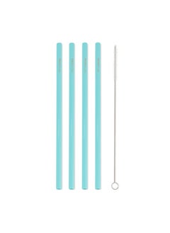 BRIGHTLY LABS Set of 4 Stainless Steel Reusable Straws with Cleaning Brush - Eco-Friendly Metal Drinking Straws Set for Sipping and Savoring Your Favorite Beverages  - Image 1
