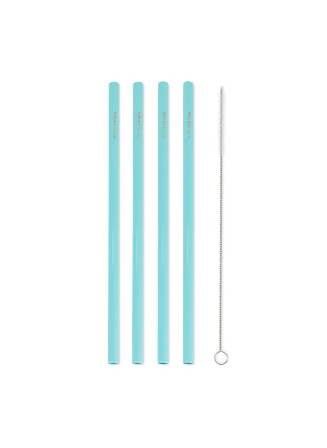 BRIGHTLY LABS Set of 4 Stainless Steel Reusable Straws with Cleaning Brush - Eco-Friendly Metal Drinking Straws Set for Sipping and Savoring Your Favorite Beverages  - Image 1