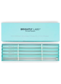 BRIGHTLY LABS Set of 4 Stainless Steel Reusable Straws with Cleaning Brush - Eco-Friendly Metal Drinking Straws Set for Sipping and Savoring Your Favorite Beverages  - Image 4