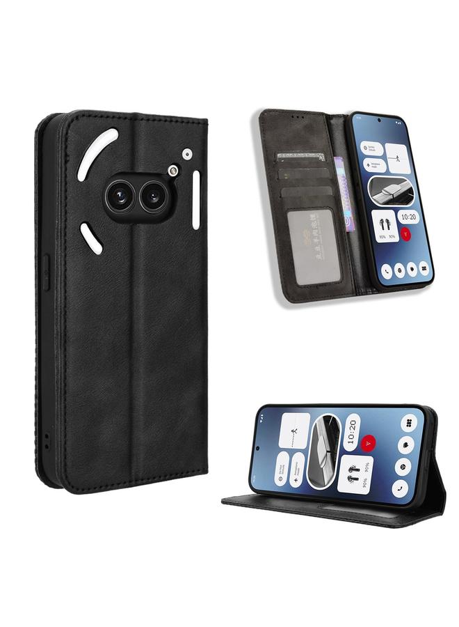 Case For Nothing Phone 2a Magnetic Buckle Retro Texture Leather Phone Case
