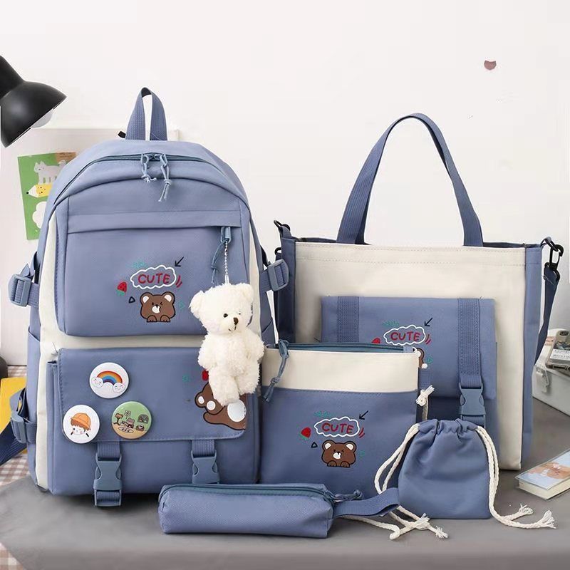 New Style School Bag Set For Women, Korean Version, Primary School Students, Junior High School Students, High School Students, Large Capacity, Small Fresh And Fashionable Backpack - Image 4