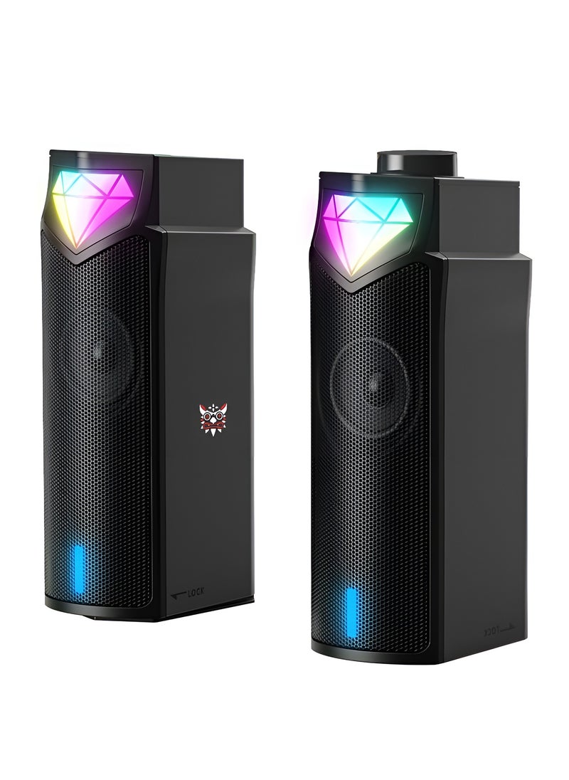 onikuma - Onikuma L1 2-in-1 Speaker Bluetoot  and USB with RGB Lighting, , 10W Power, Volume Control – Compact Design-BLACK - Image 1