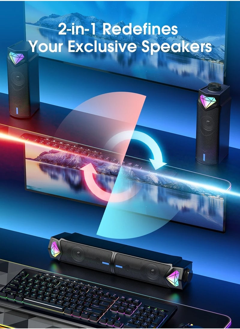 onikuma - Onikuma L1 2-in-1 Speaker Bluetoot  and USB with RGB Lighting, , 10W Power, Volume Control – Compact Design-BLACK - Image 1