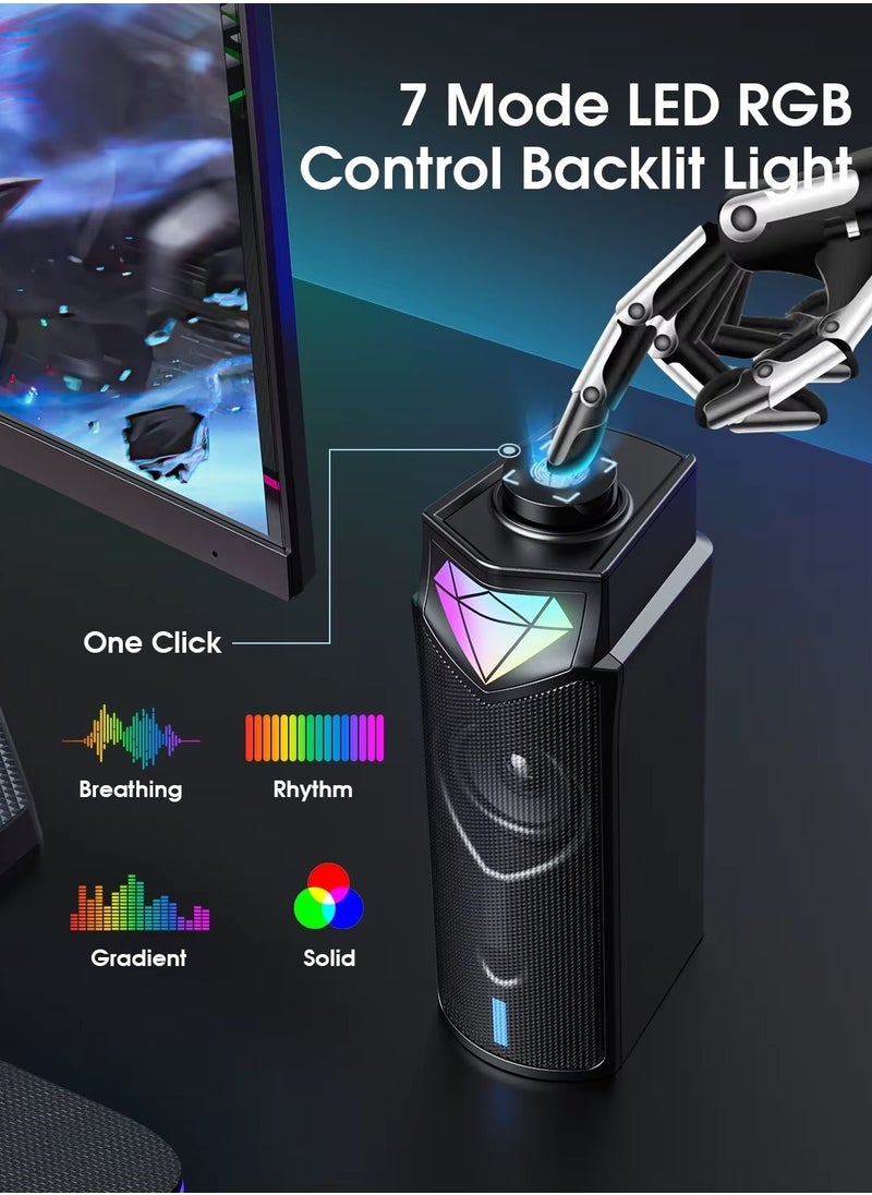 onikuma - Onikuma L1 2-in-1 Speaker Bluetoot  and USB with RGB Lighting, , 10W Power, Volume Control – Compact Design-BLACK - Image 1