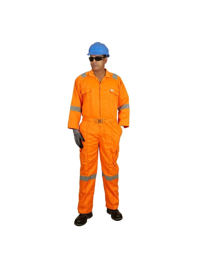Vaultex COM 190GSM Reflective Strip Twill Coverall, Orange, XL - Image 1