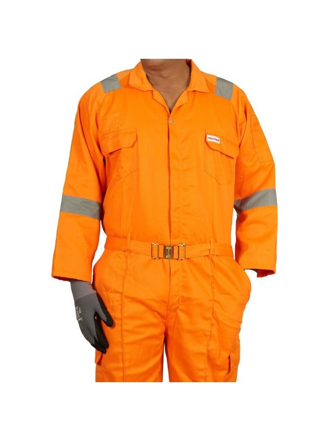 Vaultex COM 190GSM Reflective Strip Twill Coverall, Orange, XL - Image 2