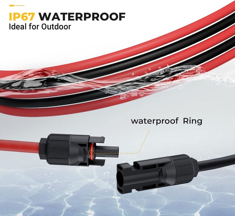 BougeRV 10 Feet 10AWG Solar Extension Cable with Female and Male Connector with Extra Pair of Connectors Solar Panel Adaptor Kit Tool (10FT Red + 10FT Black) - Image 4