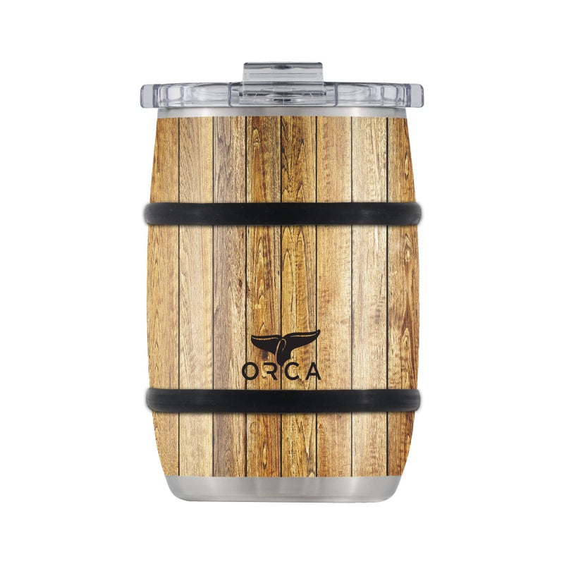 ORCA Barrel 12oz  Temperature Insulated Stainless Steel Tumbler with a Classy Wood Grain Print for Whiskey Beer Coffee or Whatever Youre Having  White Oak