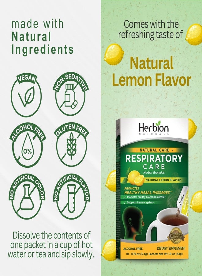 HERBION Naturals Respiratory Care Herbal Granules, Natural Lemon Flavor, Soothing Hot Drink, Promotes Respiratory Health & Seasonal Wellness, 10 Count (Pack of 1) - Image 5