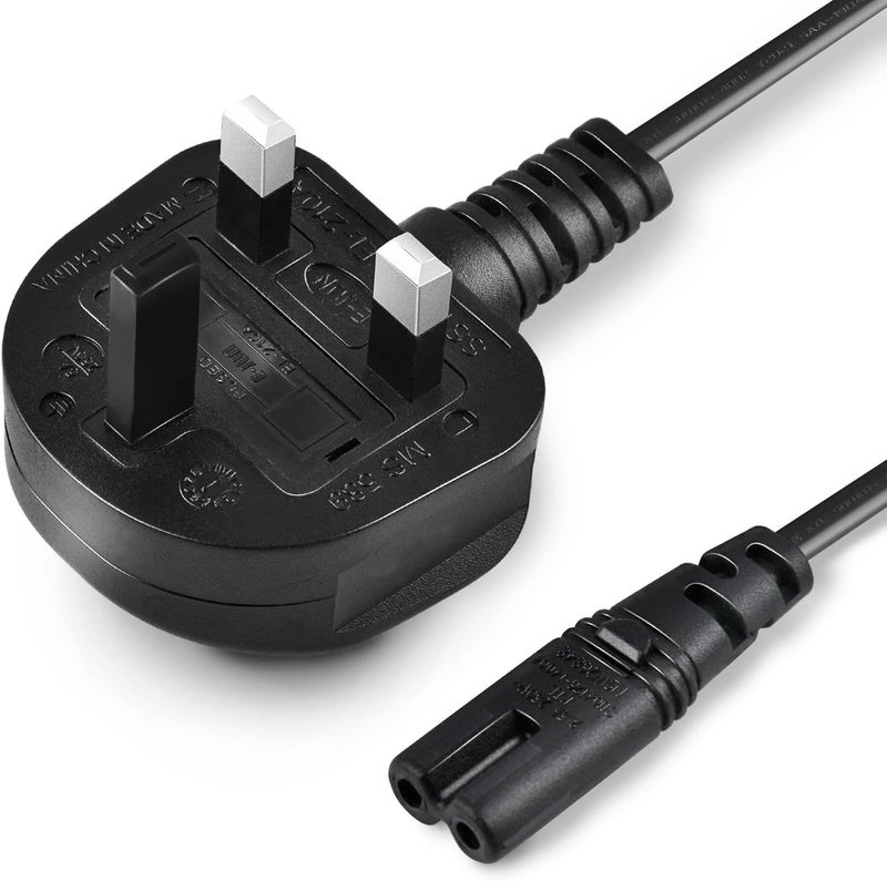 Bicmice 5M TV Power Cable for Samsung LG Philips Toshiba Sony Panasonic JVC TV Power Cord UK 3PIN Plug to 2PIN Figure 8(BS1363 to IEC 60227C7) - Image 1