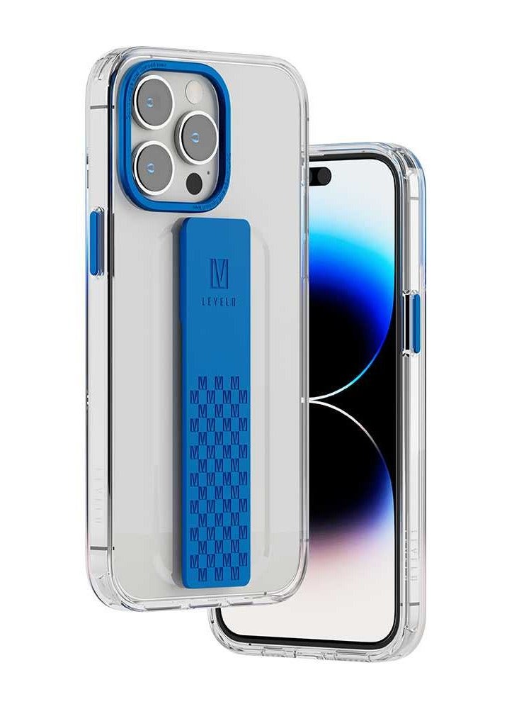 ليفيلو جراب Graphia IMD الشفاف مع قبضة إضافية لهاتف ايفون 14 برو - أزرق - Image 1