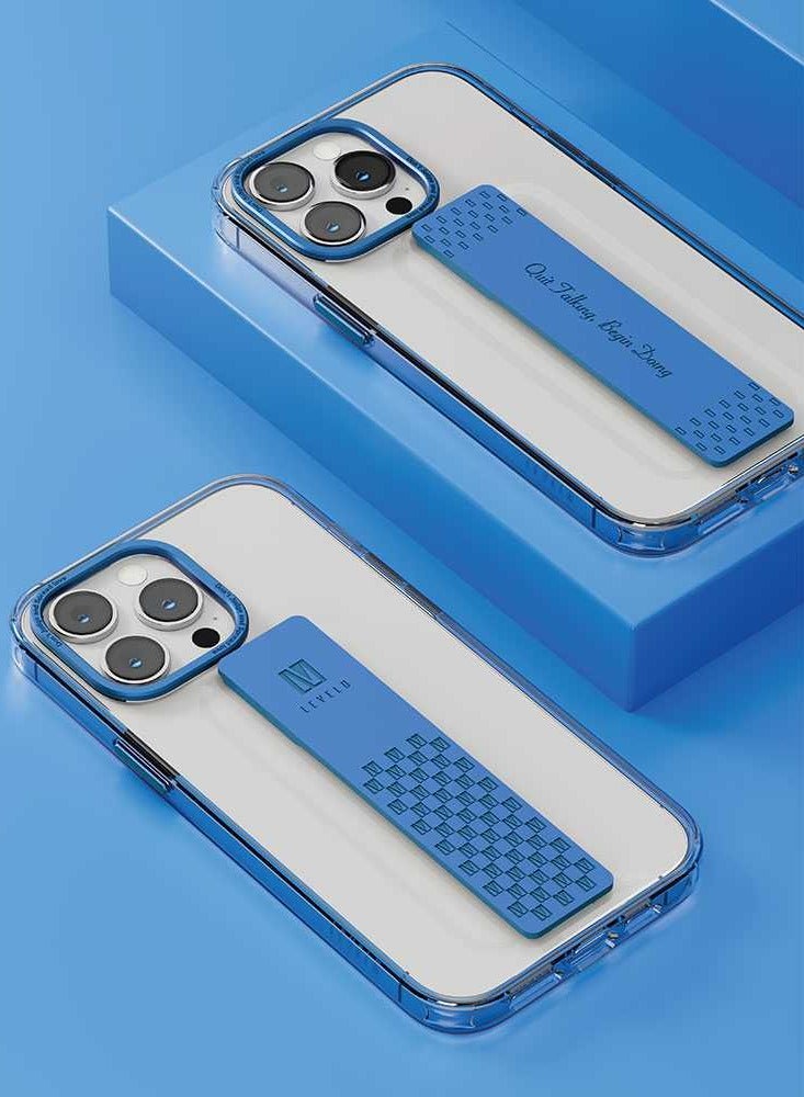ليفيلو جراب Graphia IMD الشفاف مع قبضة إضافية لهاتف ايفون 14 برو - أزرق - Image 3