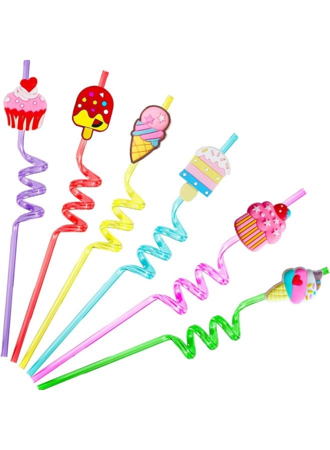Ice Cream Series Spiral Straw Suit Direct Children's Party Reusable-Color:Ice Cream 1 - Image 1