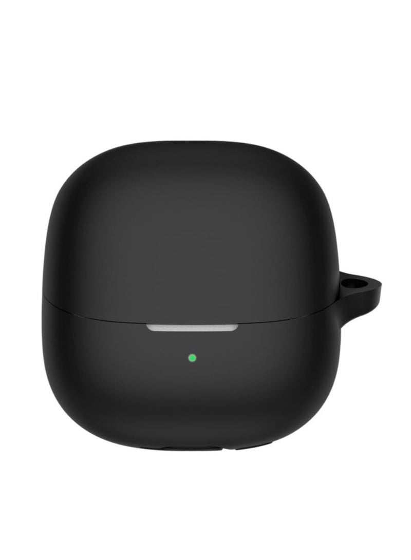 Silicone Case Compatible with Xiaomi Buds 5 Protective Cover with Carabiner (Black)  - Image 1