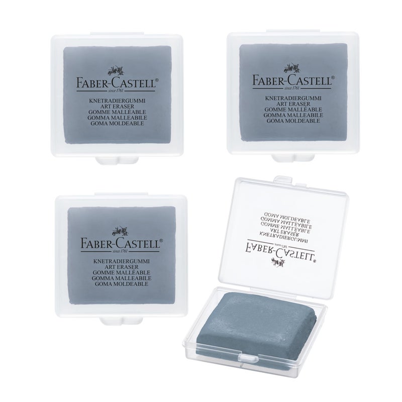 Faber-Castell Erasers - Drawing Art kneaded Erasers, Large Size Grey - 4 Pack - Image 1