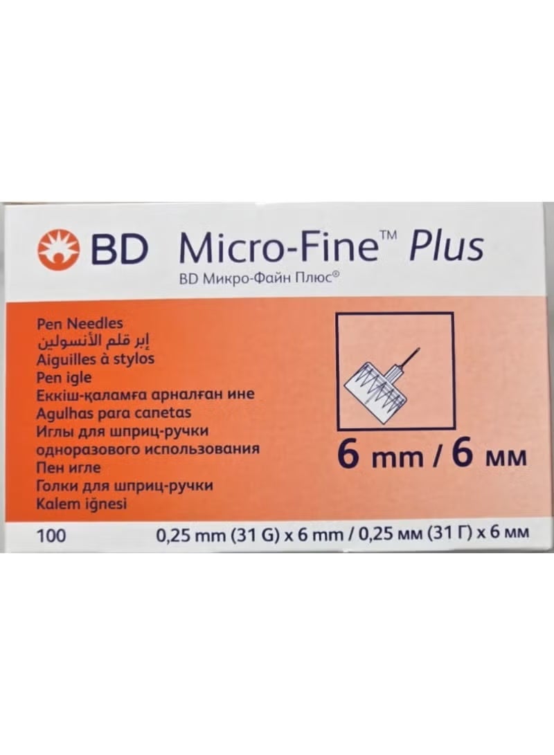 Micro-Fine Plus Insulin Pen Needles 31G x 6mm Sterile Disposable Needles 100 Pieces